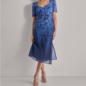 Elegant Blue Patterned Dress